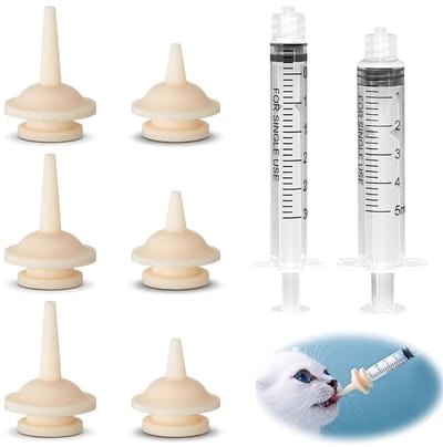 Dailygoods- Zuigset 6-delig - Herbruikbare Voedingsset - Nippels voor Puppy’s/Kittens - Voedselveilig Siliconen - Geschikt voor Pasgeboren Huisdieren