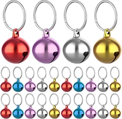 24 Stuks Kattenbelletjes met Sleutelhangers - Hondenhalsbandbelletjes, Training, Jingle Bells, Huisdieraccessoires voor Feestjes en DIY Projecten (Gemengde Kleuren)