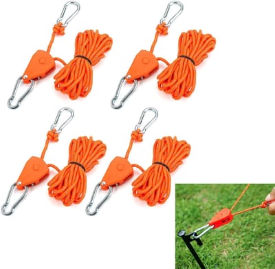 4 stuks - Verstelbare spankabel, katrol winddichte kabel, tentkabel, reflecterende kabel voor luifel 4m (oranje)