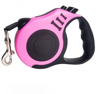 Uitschuifbare hondenriem van 5 meter, huisdierriem met antisliphandvat, geschikt voor kleine en middelgrote honden en katten - roze