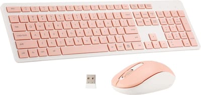 Draadloze Toetsenbord Muis Set 2.4 GHz 106 Toetsen Volledig Formaat met Numeriek Blok 1600 DPI Stille Bediening voor Windows Chrome PC Laptop