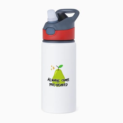 Hacebo® - Collega cadeau waterfles met rietje rood - Collega - Leuke cadeau voor een collega - Leuke gift - Geschenk - met leuke afbeelding - Verjaardag - Jubileum - Peer cadeau - water fles - 650ML