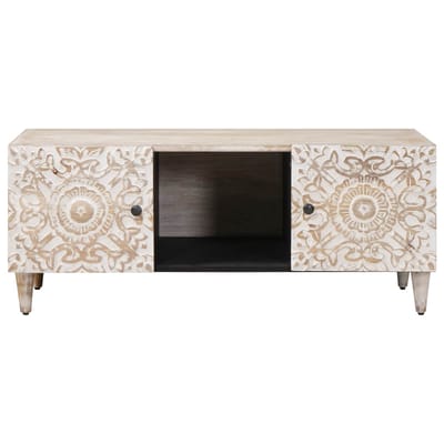 vidaXL - Salontafel - Wit - 100 - x - 54 - x - 40 - cm - Massief - Mango - Hout