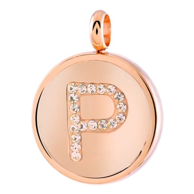 Lucardi Dames Gerecycled just.d stalen hanger roseplated letter kristal - Hanger - Staal - Rosékleurig
