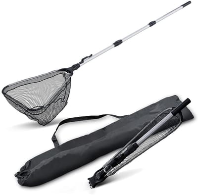 Zylo® Schepnet Vissen - Visnet - Telescoop Schepnet - Met Rubber Gevoerd Visnet - 55x55x1cm - Zwart