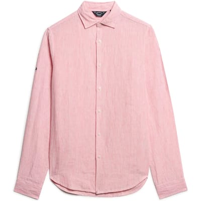 Superdry - Casual linnen overhemd met lange mouwen - Heren - Lange mouwen shirts