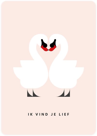 5x kaarten om te versturen - kaartenset - kaartjes met tekst - vijf wenskaarten met twee Knobbelzwanen