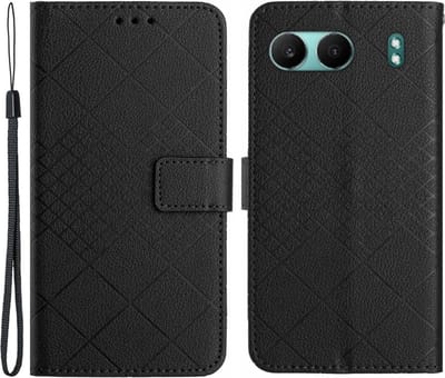 Coverup Hoesje - Geschikt voor OnePlus Nord 4 Hoesje - Coverup Rhombus Book Case - Zwart