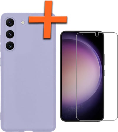 Hoes - Met Screenprotector - Geschikt voor Samsung Galaxy S23 - Sterk & Shockproof - Back Cover - Siliconen Case - Telefoon Hoes - Lila