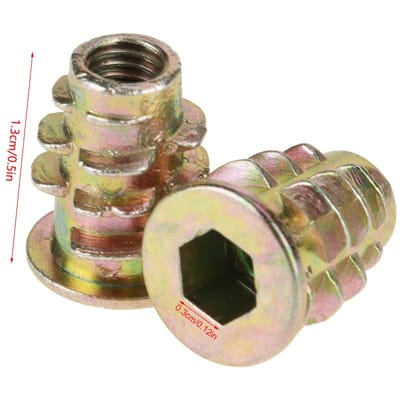 50 stuks M5*13mm zinklegering zeskant kop meubelmoeren met schroefdraad voor houten inzetstukken