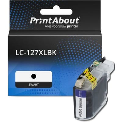 PrintAbout Inktcartridge LC-127XLBK Zwart Hoge capaciteit geschikt voor Brother