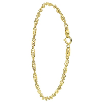 Lucardi Dames 9 Karaat armband met fantasieschakel - Armband - 9 Karaat - Goudkleurig - 19 cm