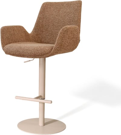 Nolon Niva-Eef Draaibare Tulp Barkruk Bruin Blend - Verstelbaar - Beige Onderstel - Armleuning - Stoffen - Comfortabel