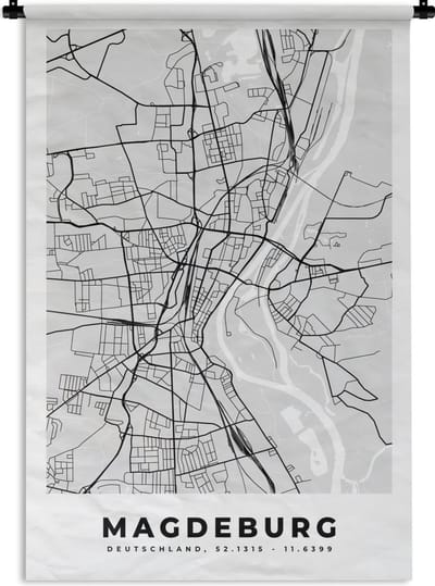 Wandkleed - Wanddoek - Kaart - Stadskaart - Duitsland - Magdeburg - Plattegrond - 120x180 cm - Wandtapijt