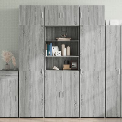 vidaXL - Opbergkast - 70x42,5x225 - cm - bewerkt - hout - grijs - sonoma - eikenkleur