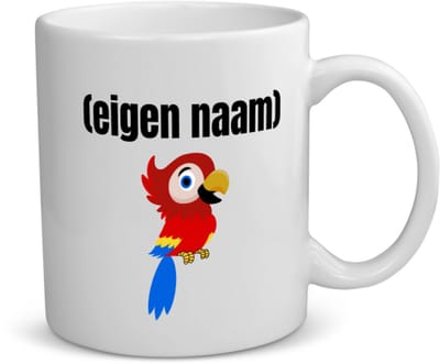 Akyol - kleine papegaai met eigen naam koffiemok - theemok - Papegaai - papegaai liefhebbers - iemand die houdt van papegaaien - verjaardag - cadeau - kado - 350 ML inhoud