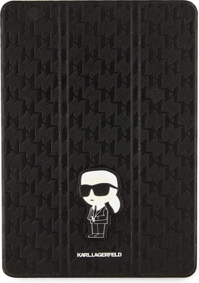 Karl Lagerfeld Saffiano Monogram Ikonik Case for iPad 10.2" 2019 (7th gen.) Folio Magnet Allover Cover - Black