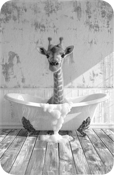 WC mat 40x60 cm - Antislip - Giraffe - Dier - Badkuip - Vintage - Zwart - Wit - Toiletmat - Vloermat - Douchemat - Toilet tapijt - Toiletmatten
