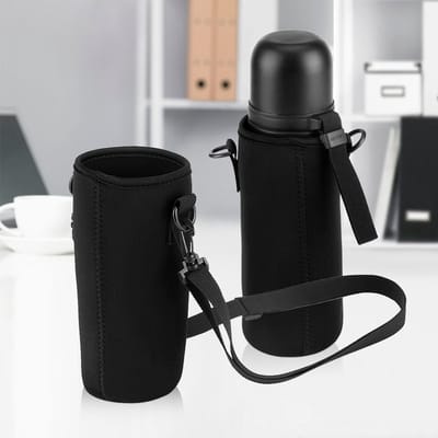 Dailygoods- Draagtas Hoogwaardig Neopreen - Verstelbare Schouderriem - Geschikt voor Flessen 1100-1500 ml - Lichtgewicht - Ideaal voor Buitenactiviteiten - Zwart - Fleshouder