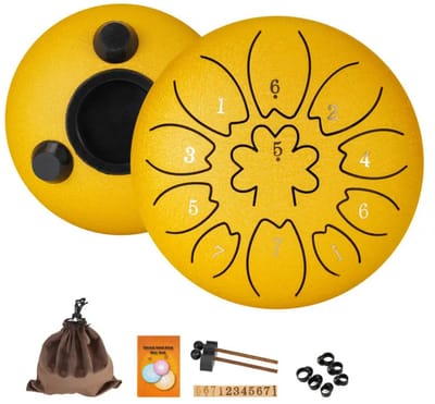 Livano Handpan - Tongue Drum - Steel - Regen - Klankschaal - Geel