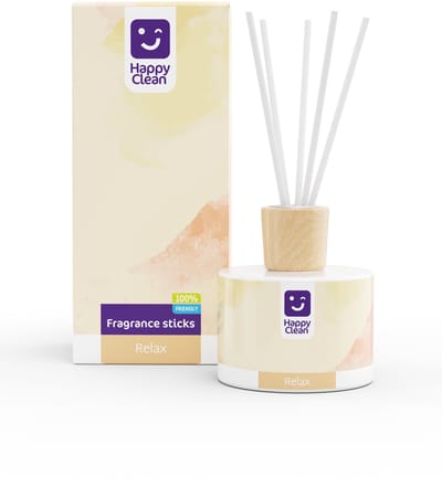 Happy Clean Geurstokjes 200 ml – Relax – Bergamot, Eucalyptus & Lavendel voor een onspannen sfeer – Extra langdurige geurverspreider voor Huis & Kantoor
