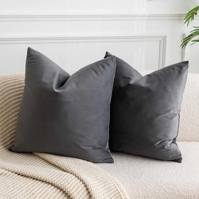 Sierkussenhoezen Set - Decoratieve Kussenslopen - Woonkamer Decoratie - Zachte Fluweel Stof - 71x71 cm - Donkergrijs