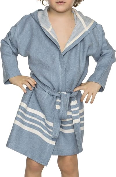 Lalay Hamam Badjas Sun Kids Air Blue - 2-3 jaar - jongens/meisjes/uniseks - badjas kind / kinderen met capuchon - zwembadjas