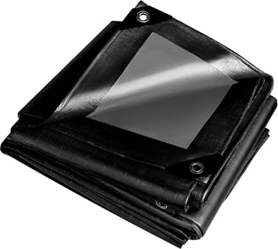 Sterk Zwart Afdekzeil - Waterdicht & UV-Bestendig - 260 g/m² met Ringen voor Vrachtwagen, Tuin of Boot