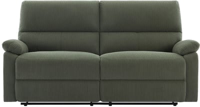 Vente-unique Elektrische relax-driezitsbank van fluwelen ribstof in groen LUNANO