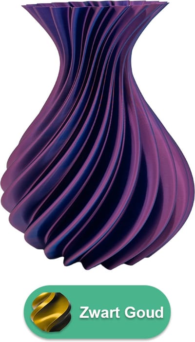 Veluro design vaas – Decoratieve vaas - Zwart / Goud - 3d geprinte vaas – geschikt voor droogbloemen - 20CM