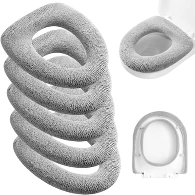 Toiletstoelhoes - Toiletbril kussen - Warmte en comfort - Volledig omringend ontwerp - 45 x 35 cm - Grijs