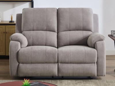 Vente-unique Relax-zitbank 2 personen in lichtgrijze microvezel BRODY