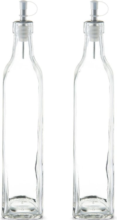 Zeller Azijnfles of Oliefles - 2x - glas - 500 ml - schenktuit - Doseerflessen voor op tafel