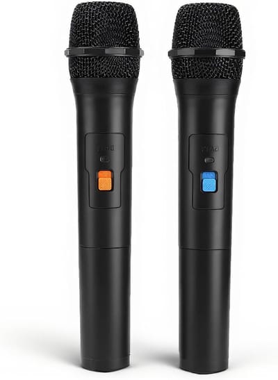 Draadloze microfoon set - VHF microfoons - Zingen en presenteren - 2 microfoons USB ontvanger - 50 meter bereik - Zwart