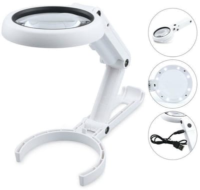 LED-vergrootlamp, dimbare handsfree vergrootlamp met licht en standaard, bureauvergrootlamp