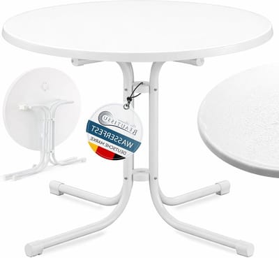 Bistro Tafel - Buiten Tafel - Terras Gebruik - Waterafstotend Blad - Ø 80 cm - Wit