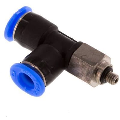 4mm x M 3 rechte hoek T-stuk Staal/PBT Insteekfitting Buitendraad Draaibaar Compact Ontwerp NBR [2 Stuks]