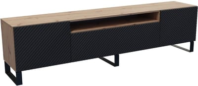 TV-kast Nicole III, woonwand, lowboard, tv-standaard, woonwand, woonkamer, tv-board, woonkamermeubels, televisie, highboard, TV-kast, tv-lowboard, 200 cm, 3 deuren, zwart, bruin