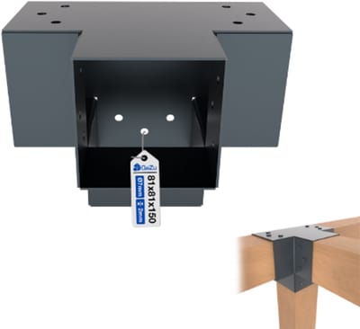 GeZu Impex Paalverbinder voor pergola X 81 × 81 mm Antracietgrijs – 4-weg Hoekverbinder voor Pergola en Buitenconstructies