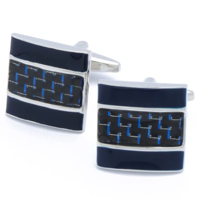Manchetknopen - Vierkant Glanzend Zwart Blauw