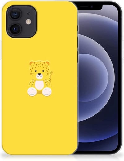 iPhone 12 | 12 Pro (6.1) Telefoonhoesje met Naam Baby Leopard