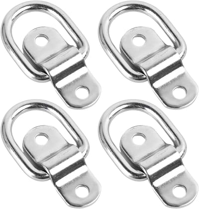 4 Stuks D-Ring Spanningankers met 8 Schroeven en Beugels, Duurzame Verankeringen voor Aanhangers, Vrachtwagens en Auto's, Ideaal voor Ladingbeveiliging en Transport