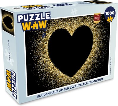 Puzzel Gouden hart op een zwarte achtergrond - Legpuzzel - Puzzel 1000 stukjes volwassenen