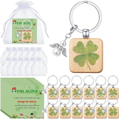 Gelukspoppetjes - Geluksset - Diverse Kleuren - 12 Geluksamuletjes - Inclusief Sleutelhangers - Voor Gelukzoekers