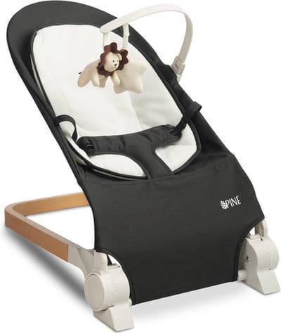 Pine Baby Bouncer Zwart - Wipstoel - Babystoel Voor Aan Tafel - Baby Stoeltje Zitten Voor Thuis - Verstelbare Babyrelax - Baby Rocker