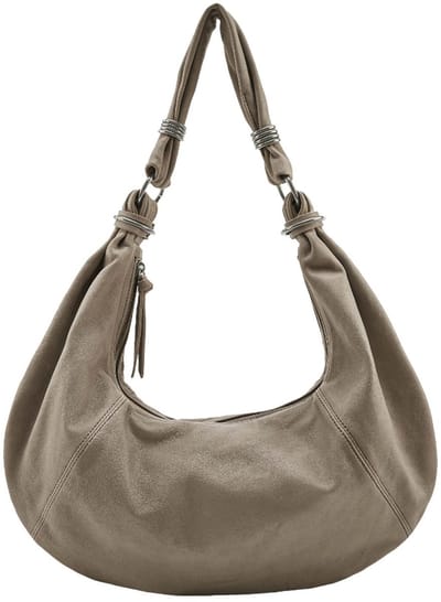 FREDsBRUDER Leren schoudertas Always With You Big Hobo Muddy Khaki Taupe