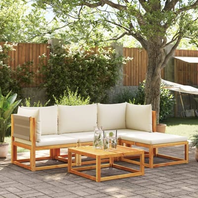 vidaXL - 5-delige - tuinset - met - kussens - van - acaciahout - en - touw
