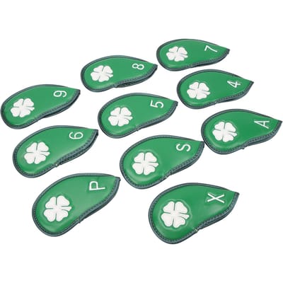 Lot de 10 couvre-têtes de club de golf en PU, motif trèfle à quatre feuilles, imperméables et délicats gray