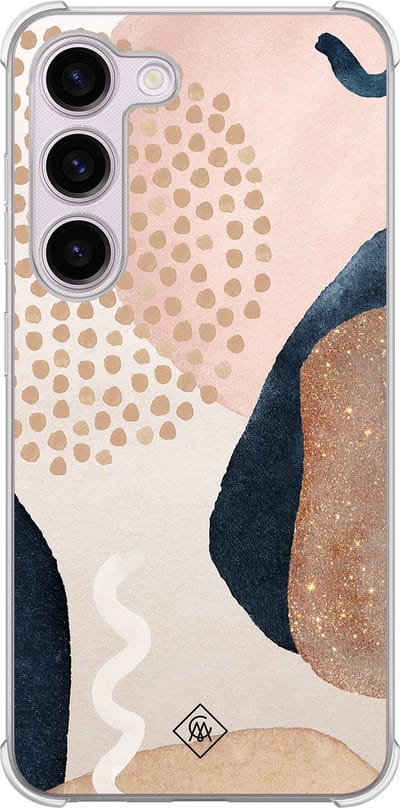 Casimoda® hoesje - Geschikt voor Samsung Galaxy S23 Plus - Abstract Dots - Shockproof case - Extra sterk - TPU/polycarbonaat - Bruin/beige, Transparant