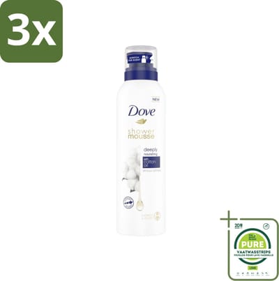 3 x Dove Shower Foam - Deeply Nourishing - Cotton Oil - 200 ml - Grootverpakking - Douchemousse - Dove - Katoenzaadolie - Hydraterende Douche - Zachte Huid